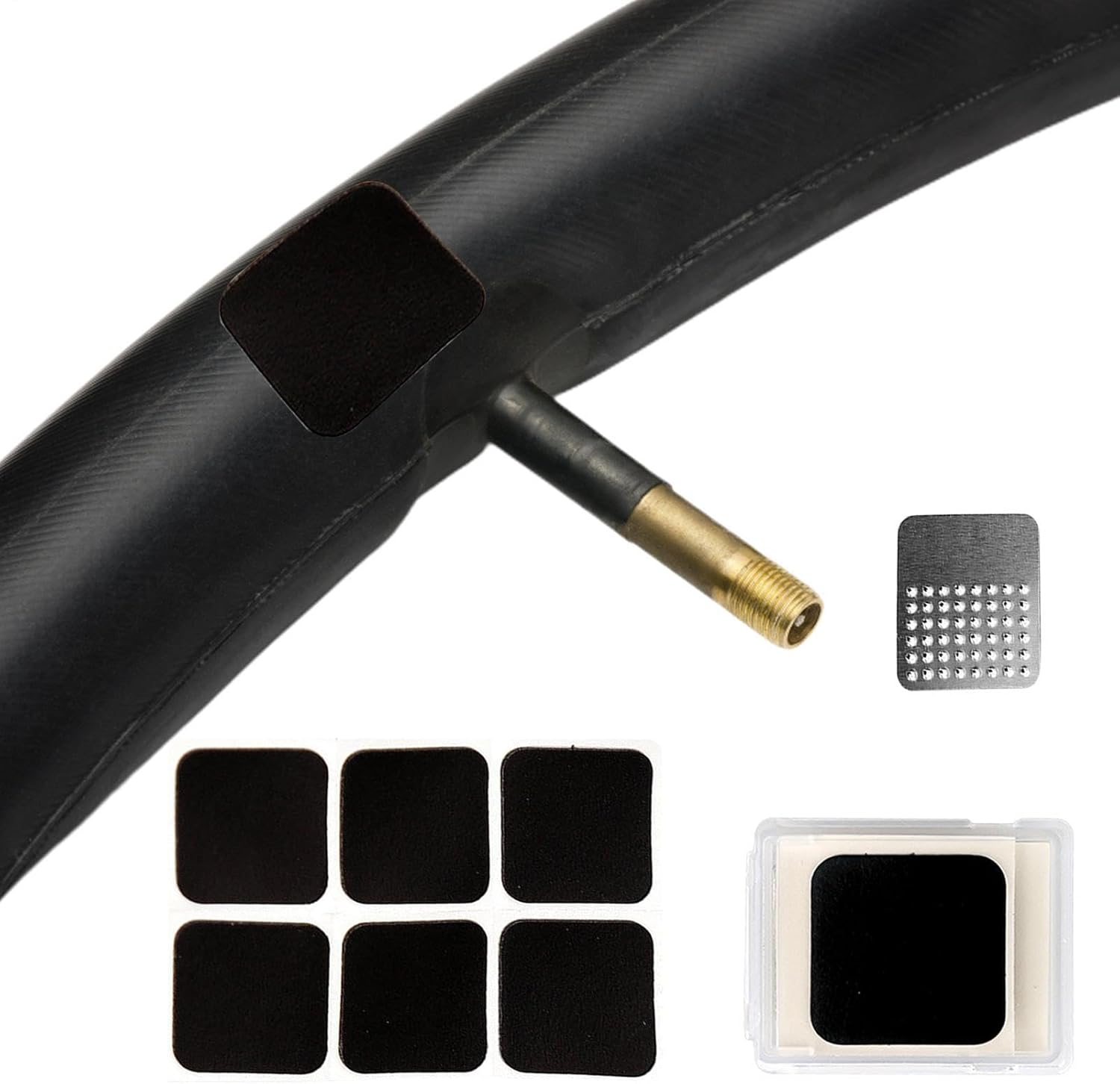 Kit de réparation de crevaison Bicyclette, Bicyclette Pansements de chambre à air 6 pièces, contient 6 patchs et cuffer en métal | Skabs Pop Kit, adapté pour Mountain Scooter, Road Quick & Easy Repair